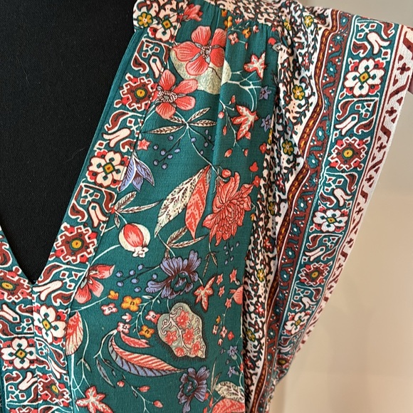 Anthropologie Zenia Floral Mini Blue Green Dress Size L - Picture 4 of 6